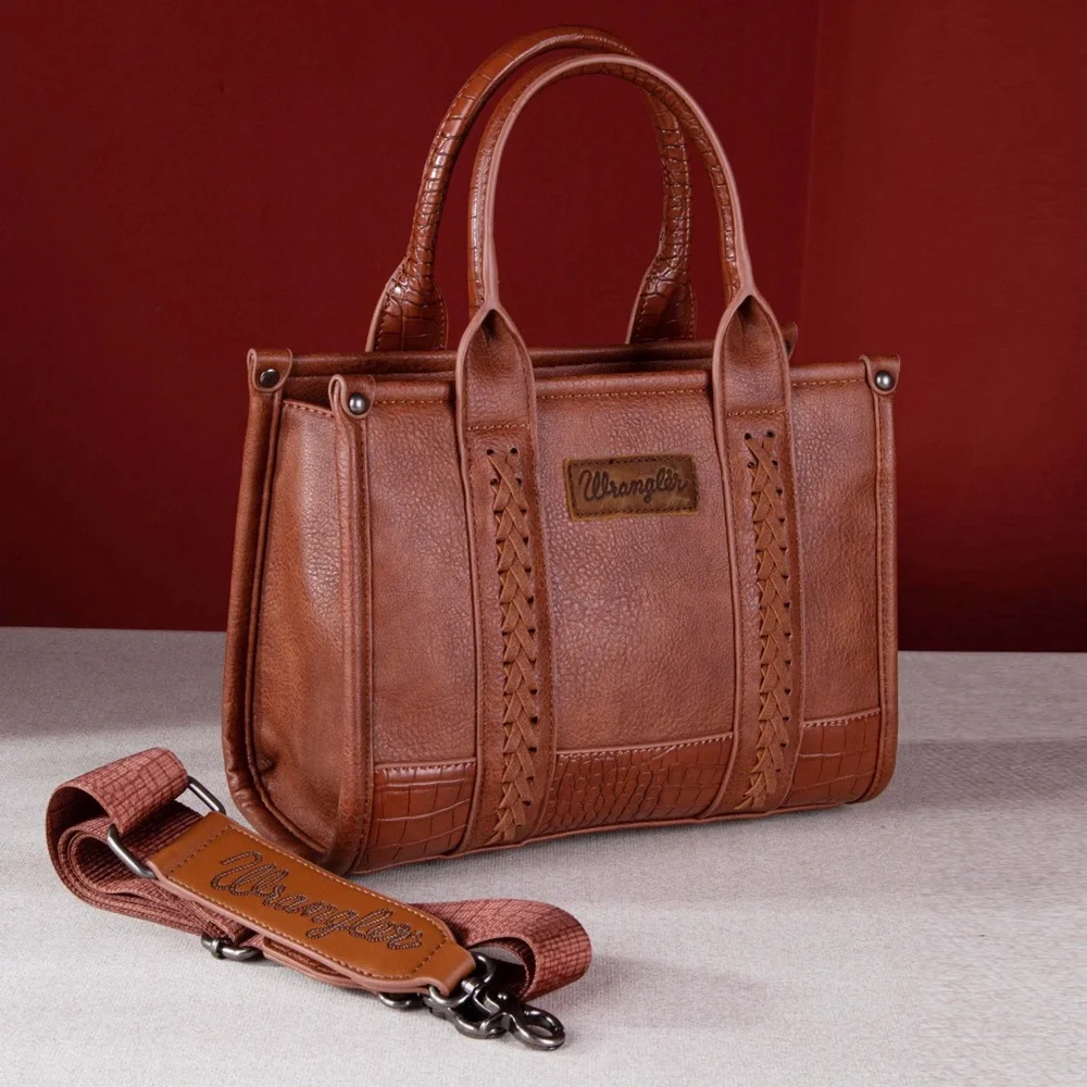 Wrangler Tan Leather Satchel Conceal Carry - Picture 1 of 10